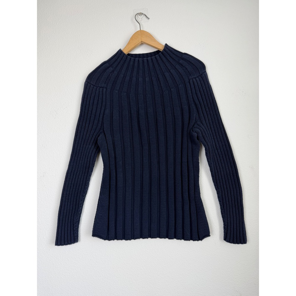 Banana Republic Ribbed Mock Neck Sweater XL Navy Blue Long Sleeve Old Money